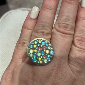 Blue and Yellow Mosaic Statement Ring